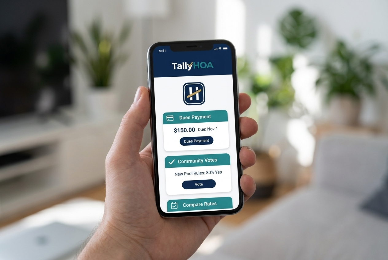 TallyHOA resident app — pay dues, see where money goes, receipts and history